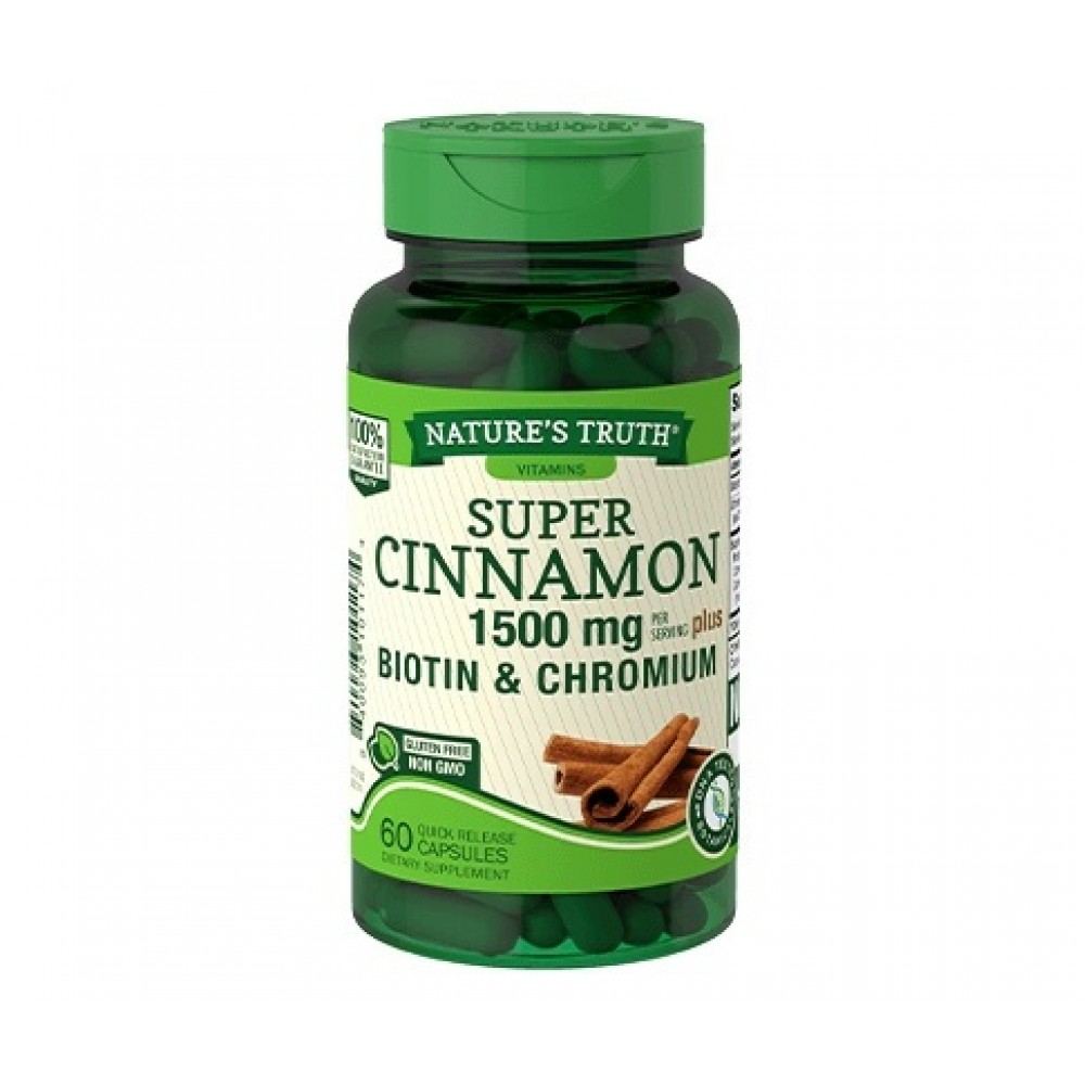 Nature's Truth Super Cinnamon 1500 mg Plus Biotin and Chromium (60 caps)