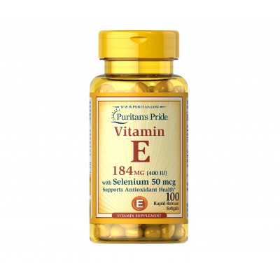 Puritan's Pride Vitamin E 400 IU 184mg with Selenium 50mcg (100 caps)
