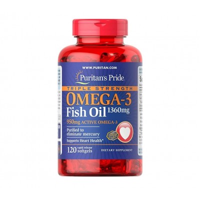 Puritan's Pride Triple Strength Omega-3 Fish Oil 1360mg / 950 mg Active Omega (120 caps)