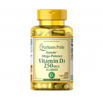 Puritan's Pride Vitamin D3 250mcg 10000IU (200 caps)